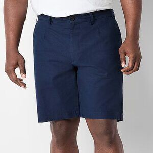 NEW Shaquille O'Neal XLG Men's Big and Tall Linen Blend Chino Short Navy 3XLT